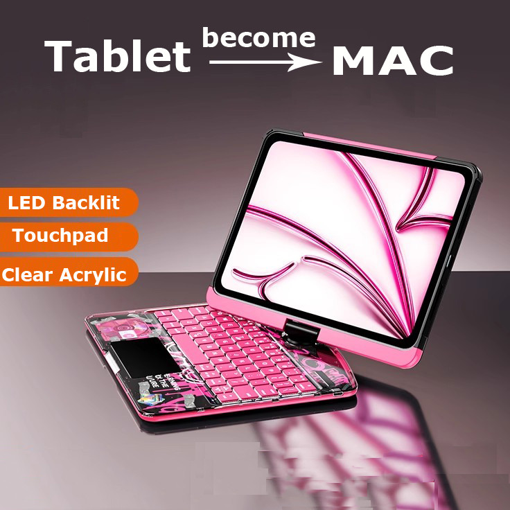 Desk Setup Ipad - Clavier rétroéclairé LED avec étui pour