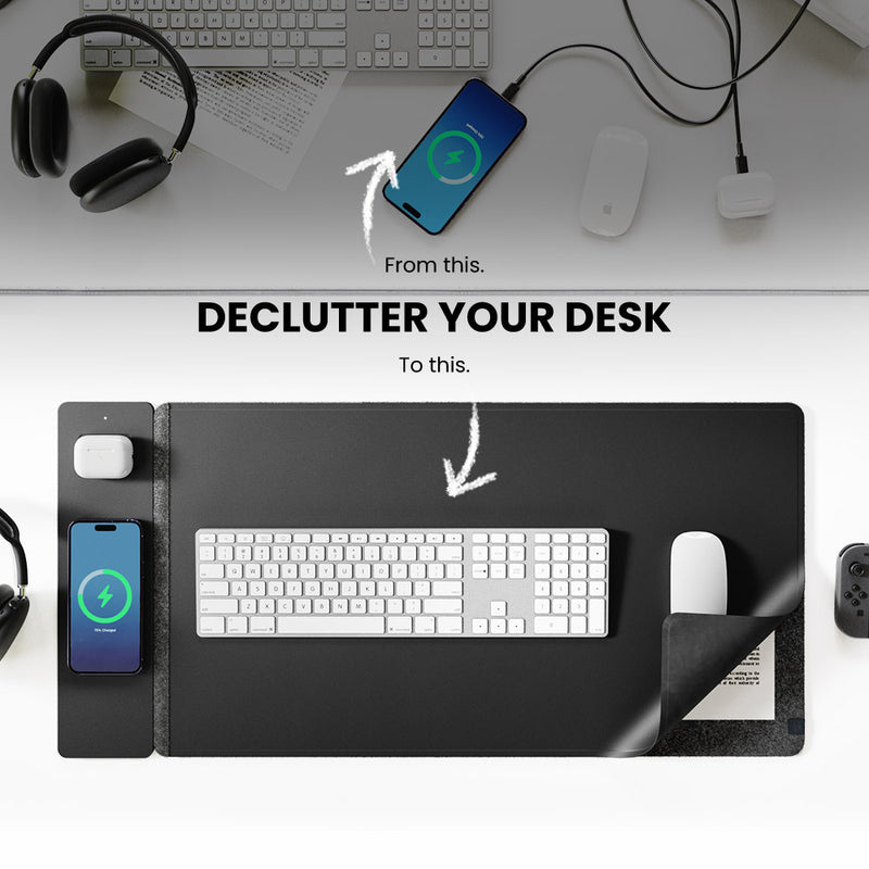 Desk Pad Leather Large - Tapis de Souris Magnétique à Chargement