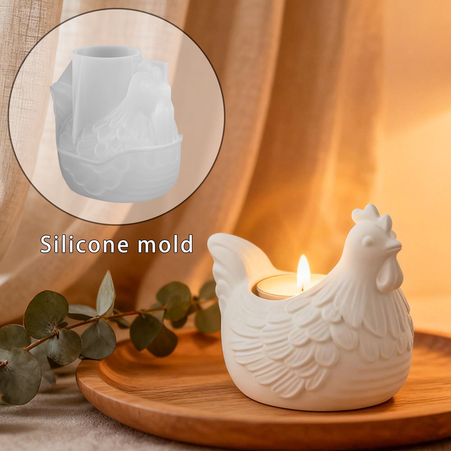 Desk Setup Organization - Bougeoir 3D petit poulet, moule en