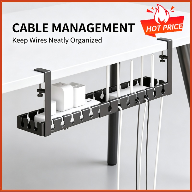 Desk Setup Organizer - Support de rangement télescopique sous table,