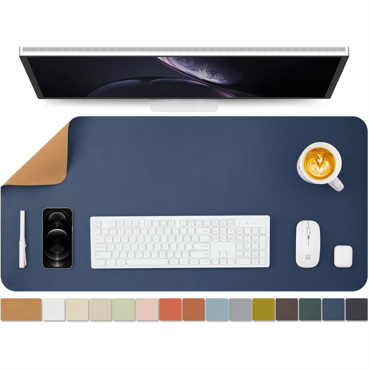 Desk Pad Leather Large - Tapis de bureau en liège double