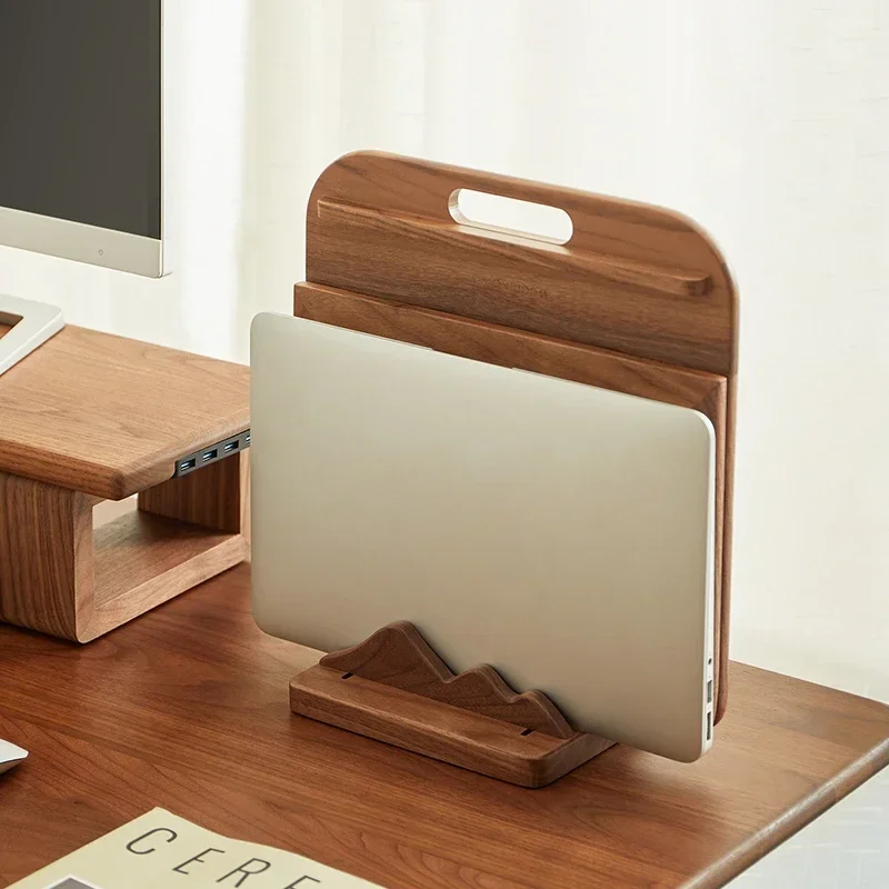 Vertical Laptop Stand - Support d'ordinateur portable en bois personnalisé,