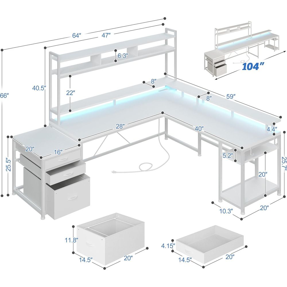 Bureau en L de 104 pouces pour - Desk Setup L Shaped avis et prix