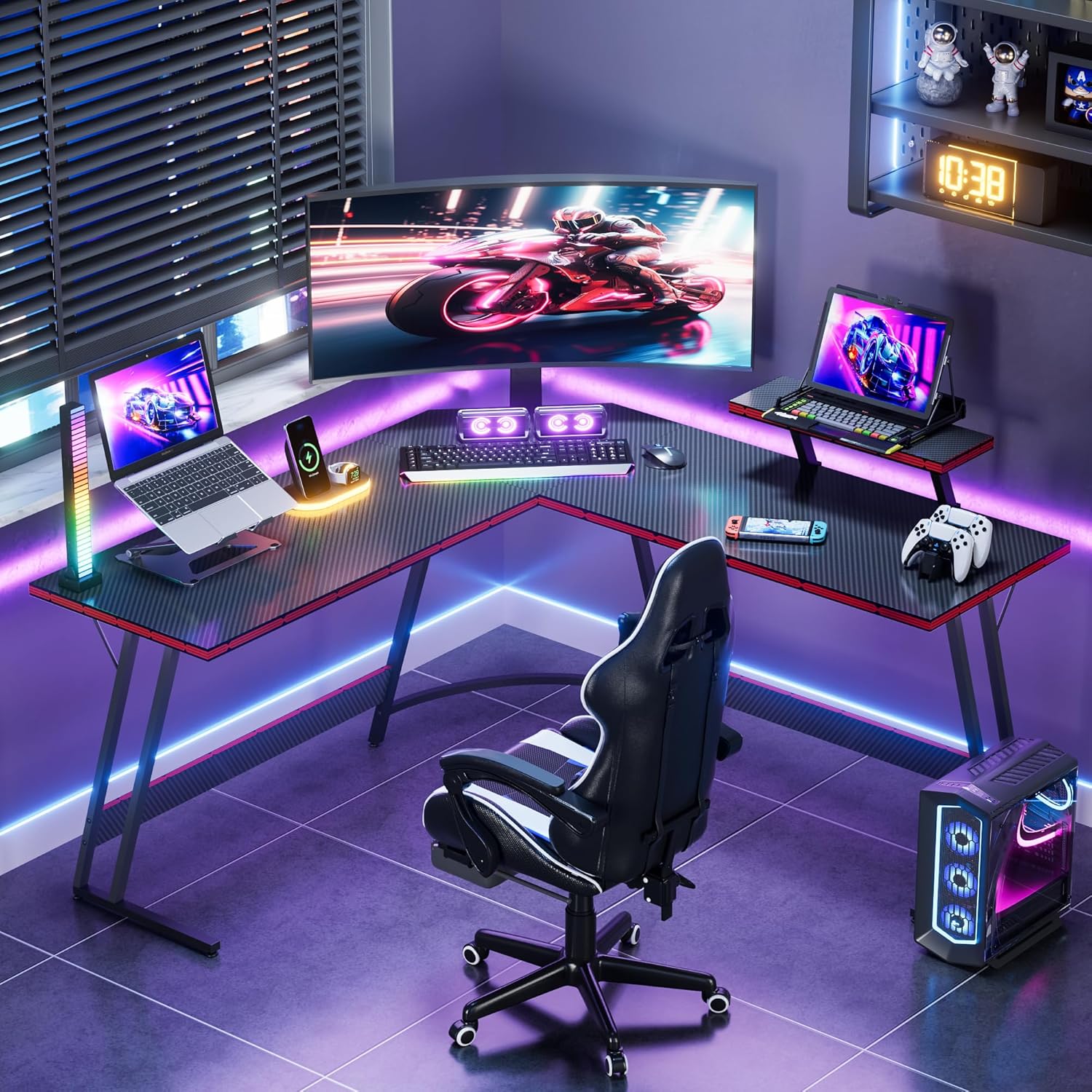 Bureau de jeu en forme de L ré - Desk Setup L Shaped avis et prix